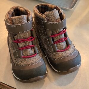 See Kai Run Brown and Red Toddler High-Top Boots